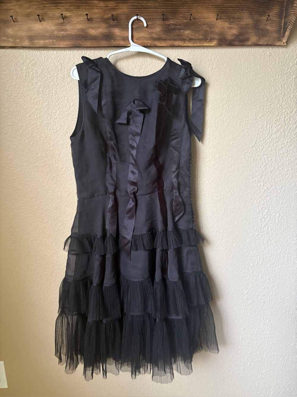 Christian Dior Black Tiered Tulle Bow Dress